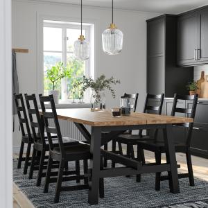 IKEA - NORDVIKEN mesa y 6 sillas, acacianegro, 235x100 cm -…