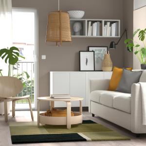 IKEA - alfombra, pelo corto, beige-verdeazul oscuro, 133x19…
