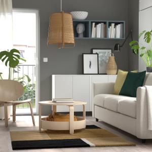 IKEA - alfombra, pelo corto, marrón doradoazul oscuro, 133x…