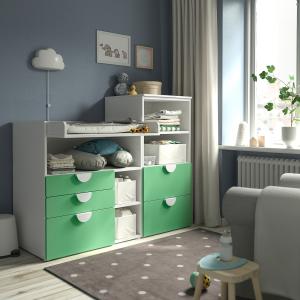 IKEA - PLATSA Cambiador bebé Blanco verde/con librería