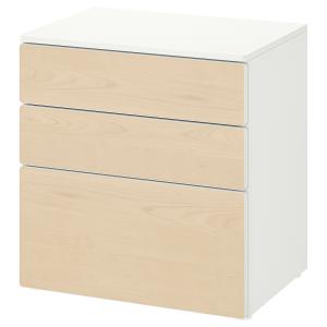 IKEA - PLATSA Cómoda de 3 cajones Blanco/abedul