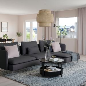 IKEA - sofá de 4 plazas con chaiselongue, Fridtuna gris osc…