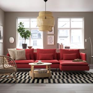 IKEA - sofá de 4 plazas con chaiselongue, Tonerud rojo - He…