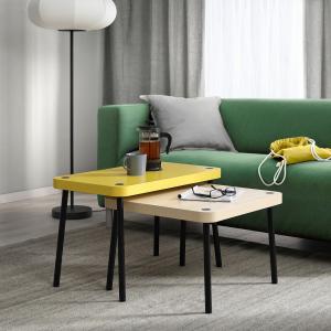 IKEA - mesa nido, juego de 2, amarilloefecto abedul amarill…