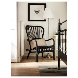 IKEA - sillón con respaldo alto, negroratán negro/ratán