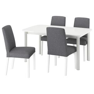 IKEA - BERGMUND mesa y 4 sillas, blancoGunnared gris blanco…