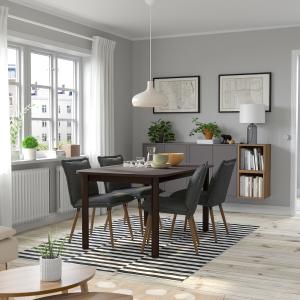 IKEA - KLINTEN mesa y 4 sillas, marrónKilanda gris oscuro,…