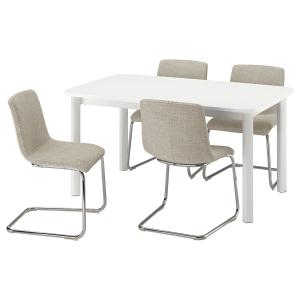 IKEA - LUSTEBO mesa y 4 sillas, blancoViarp beigemarrón, 15…