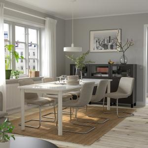 IKEA - LUSTEBO mesa y 6 sillas, blanco cromadoViarp beigema…