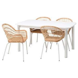 IKEA - NILSOVE mesa y 4 sillas, blancoratán blanco, 1502052…