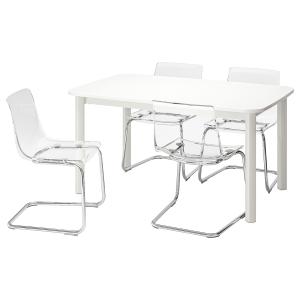 IKEA - TOBIAS mesa y 4 sillas, blancotransparente, 15020526…