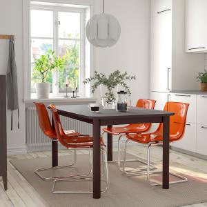 IKEA - TOBIAS mesa y 4 sillas, marrónmarrónrojo cromado, 15…