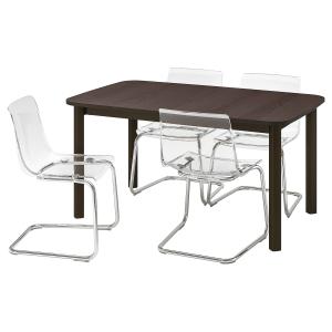 IKEA - TOBIAS mesa y 4 sillas, marróntransparente, 15020526…