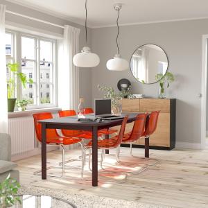 IKEA - TOBIAS mesa y 6 sillas, marrónmarrónrojo cromado, 15…