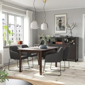 IKEA - TOSSBERG mesa y 4 sillas, marrónmetal negro-gris, 15…