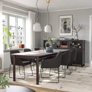 IKEA - TOSSBERG Mesa y 6 sillas marrón/metal negro-gris