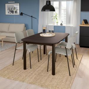 IKEA - UDMUND mesa y 4 sillas, marrónViarp beigemarrón, 150…