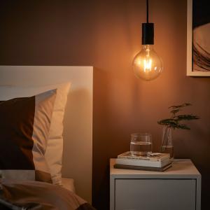 IKEA - LUNNOM lámpara techo   bombilla, negrovidrio incolor…
