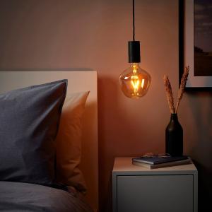 IKEA - MOLNART lámpara techo   bombilla, negro Forma de cam…