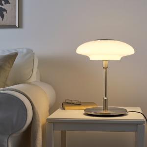 IKEA - Lámpara de mesa, niquelado, blanco ópalo vidrio niqu…
