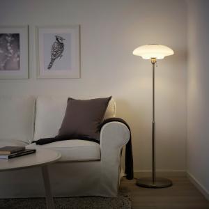 IKEA - Lámpara de pie, niquelado, blanco ópalo vidrio nique…