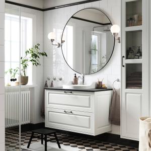 IKEA - RUTSJÖN mueble cajoneslavabogrifo, blanconegro efect…