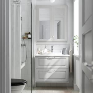 IKEA - RUTSJÖN mueble cajoneslavabogrifo, gris claroblanco…