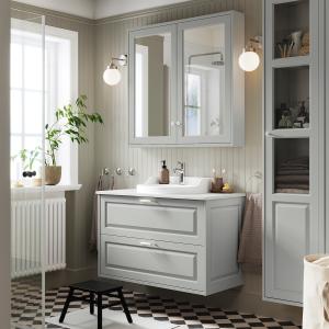 IKEA - RUTSJÖN mueble cajoneslavabogrifo, gris claroblanco…