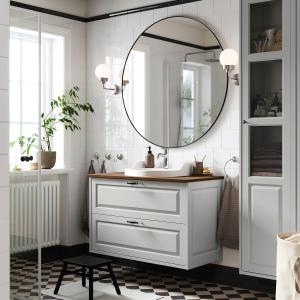 IKEA - RUTSJÖN mueble cajoneslavabogrifo, gris claromarrón…