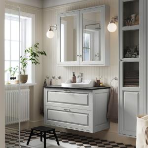 IKEA - RUTSJÖN mueble cajoneslavabogrifo, gris claronegro e…