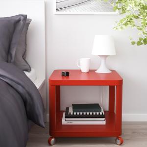 IKEA - Mesa auxiliar con ruedas Rojo