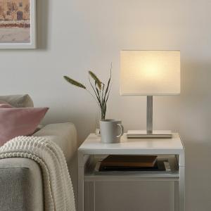 IKEA - lámpara de mesa, niqueladoblanco, 36 cm niquelado/bl…