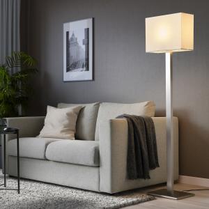 IKEA - lámpara de pie, niqueladoblanco, 150 cm niquelado/bl…