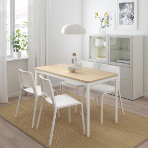 IKEA - TEODORES mesa y 4 sillas, roble blancoblanco, 130x70…