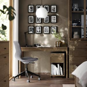 IKEA - escritorio, marrón chapa de roble teñida, 120x47 cm…
