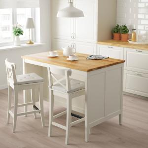 IKEA - Isla cocina madera y blanco
