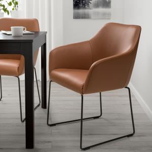 IKEA - silla, metal negroGrann marrón claro metal negro/Gra…