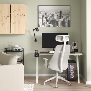 IKEA - MATCHSPEL escritorio y silla, beigeblanco gris claro…