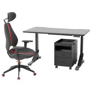 IKEA - GRUPPSPEL escritorio silla   cajonera negro/gris 140…