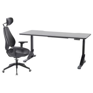 IKEA - GRUPPSPEL escritorio y silla gaming negro/Grann negr…