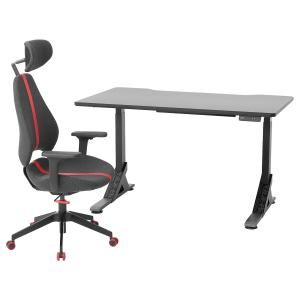 IKEA - GRUPPSPEL escritorio y silla gaming, negrogris, 140x…