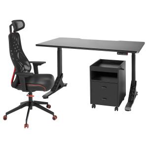 IKEA - MATCHSPEL escritorio silla   cajonera, negro, 140x80…