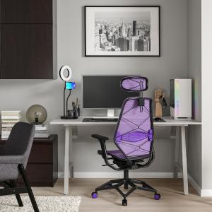 IKEA - STYRSPEL Escritorio y silla gaming Gris claro violet…