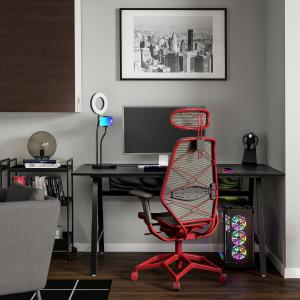IKEA - STYRSPEL escritorio y silla gaming, negro grisrojo n…