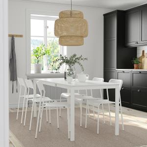 IKEA - ADDE Mesa y 6 sillas blanco/blanco