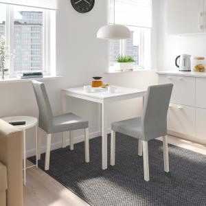 IKEA - KÄTTIL mesa y dos sillas blanco/Knisa gris claro