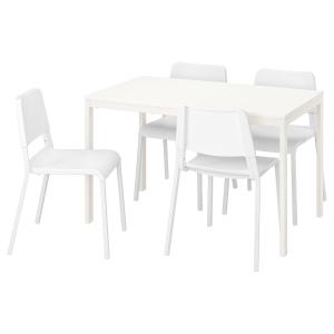 IKEA - Mesa con 4 sillas cojunto salón blancas