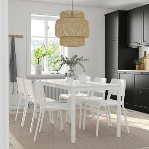IKEA - TEODORES mesa y 6 sillas, blancoblanco, 120180 cm -…