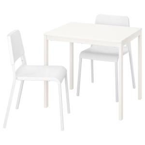 IKEA - TEODORES mesa y dos sillas, blancoblanco, 80120 cm -…