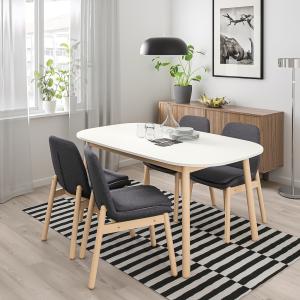 IKEA - VEDBO mesa y 4 sillas, blancoabedul, 160x95 cm blanc…